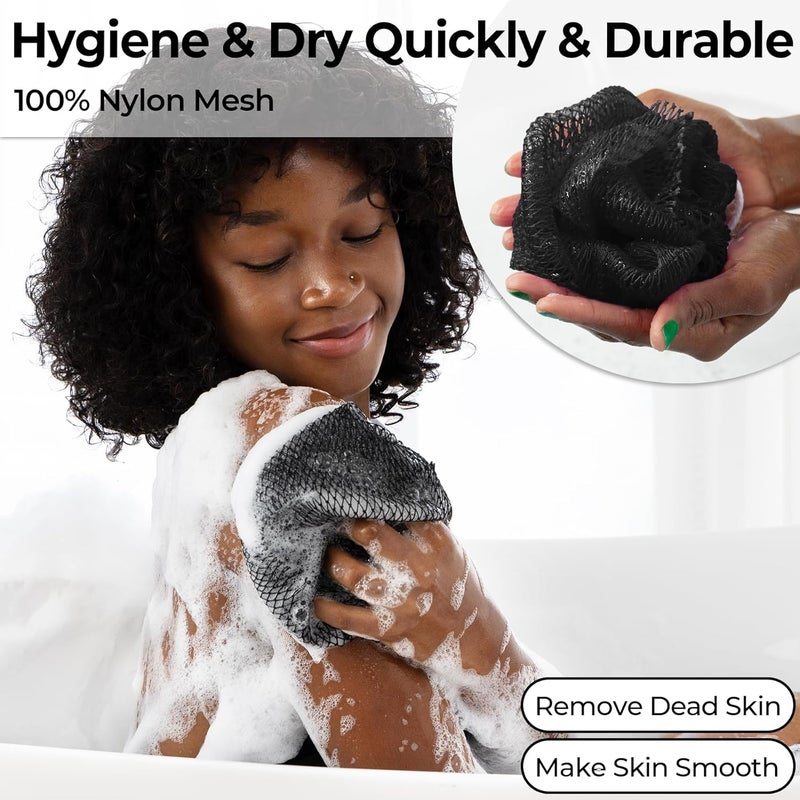 MINISENTIALS African Net Sponge Authentic - Afro Scrub Exfoliating Net Sponge with Knots - African Bath Sponges for Body Scrubber Exfoliator - Back Scrubber for Shower Bathing Accessories - Image 4